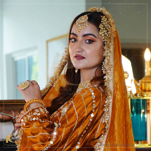 Gold Traditional Pipal Pattian Virasat Bridal set
