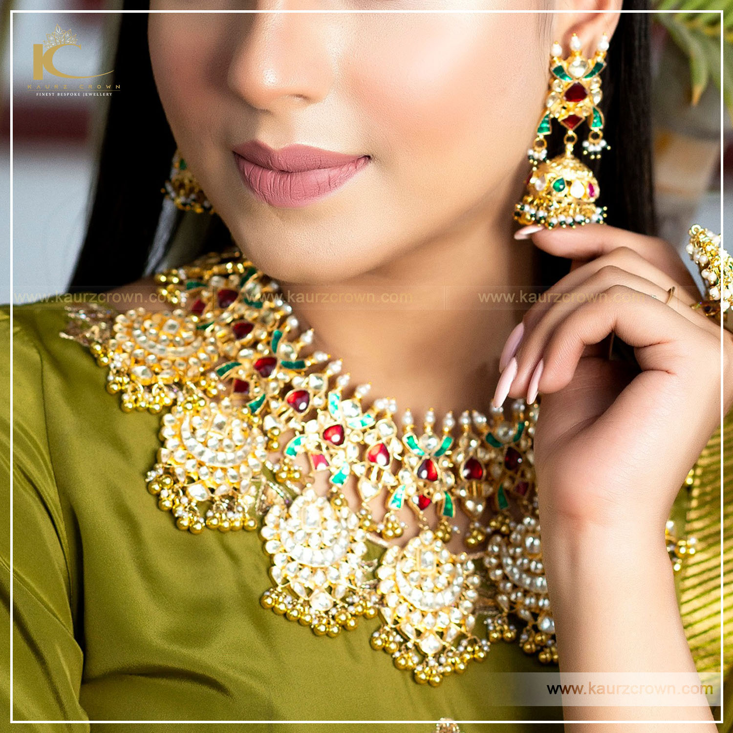Noorjahan necklace set , kaurz crown jewellery , online jwellery shop , punjabi jewellery shop , tikka , earrings , gold plated jewellery