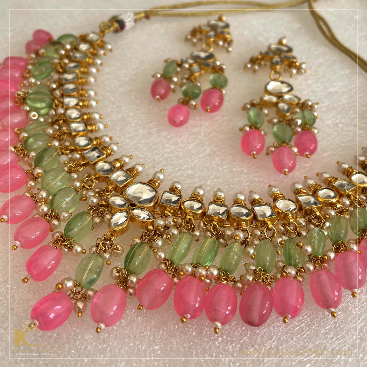 Mallika Pink Double Necklace Set