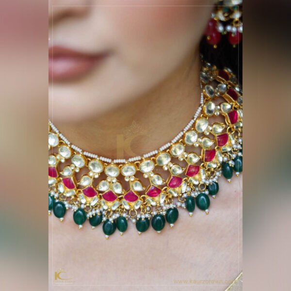 Sohi green necklace , necklace set , punjabi jewellery , kaurz crown