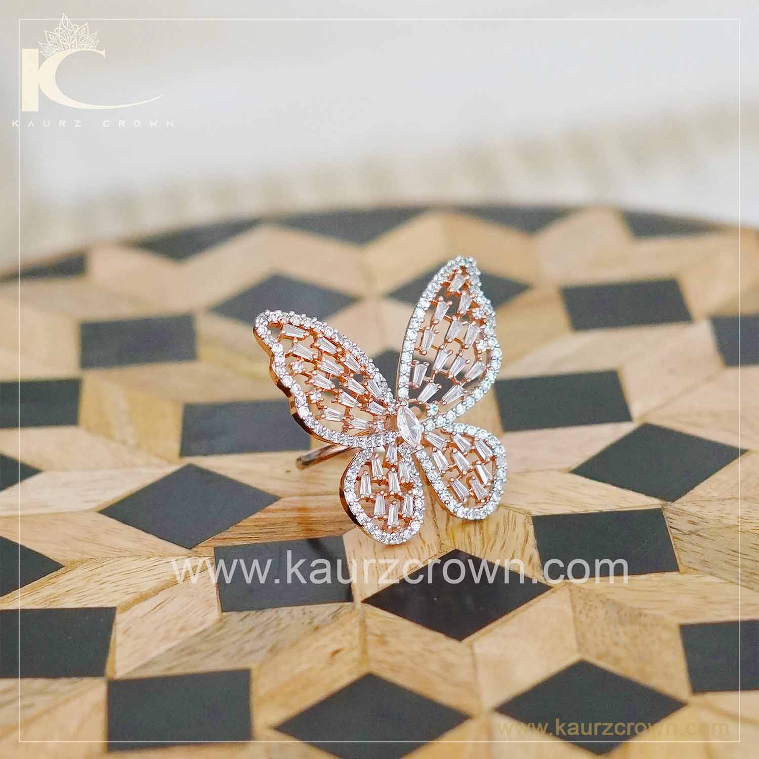 14k yellow and rose gold double butterfly ring