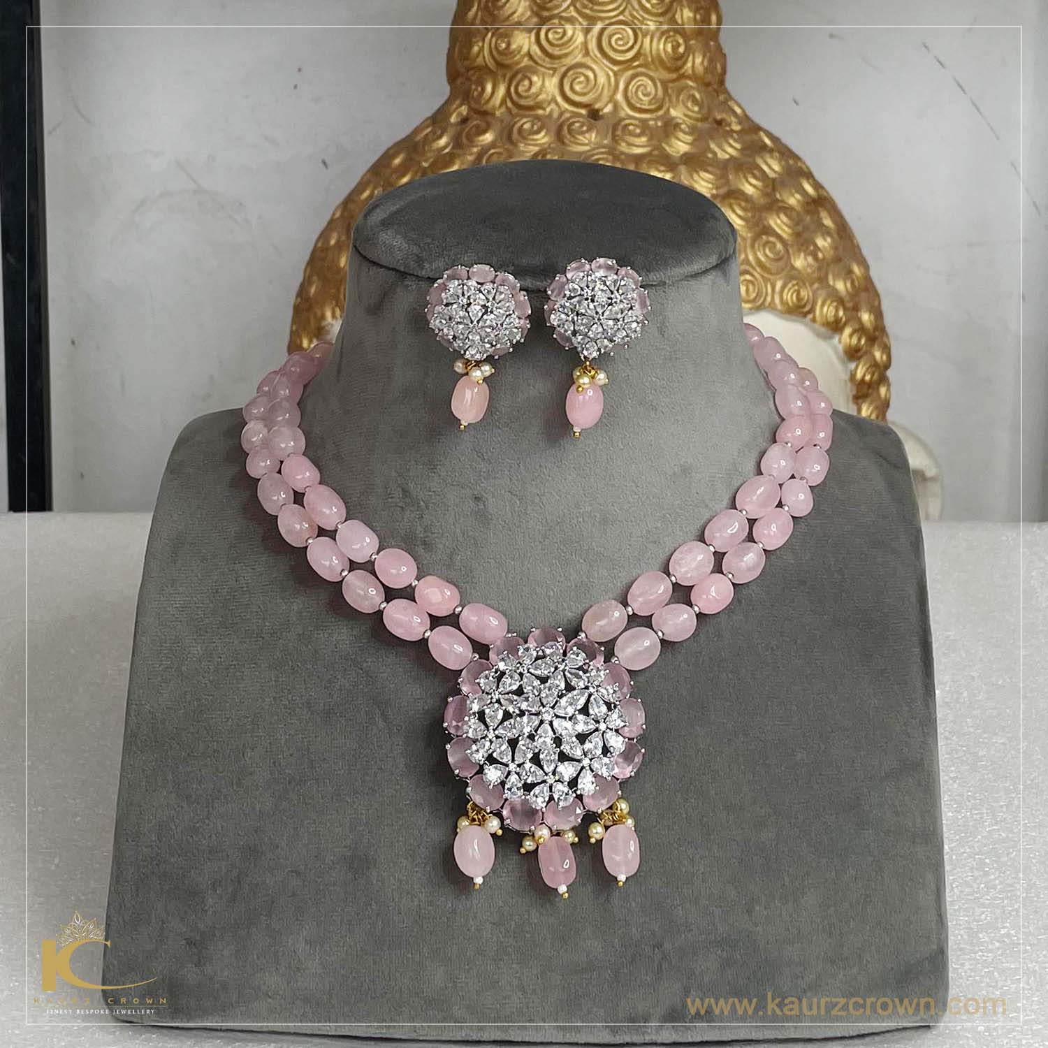 Buy Designer Sarees, Salwar Kameez, Kurtis & Tunic and Lehenga  Choli.Bewitching Light Pink Necklace Set