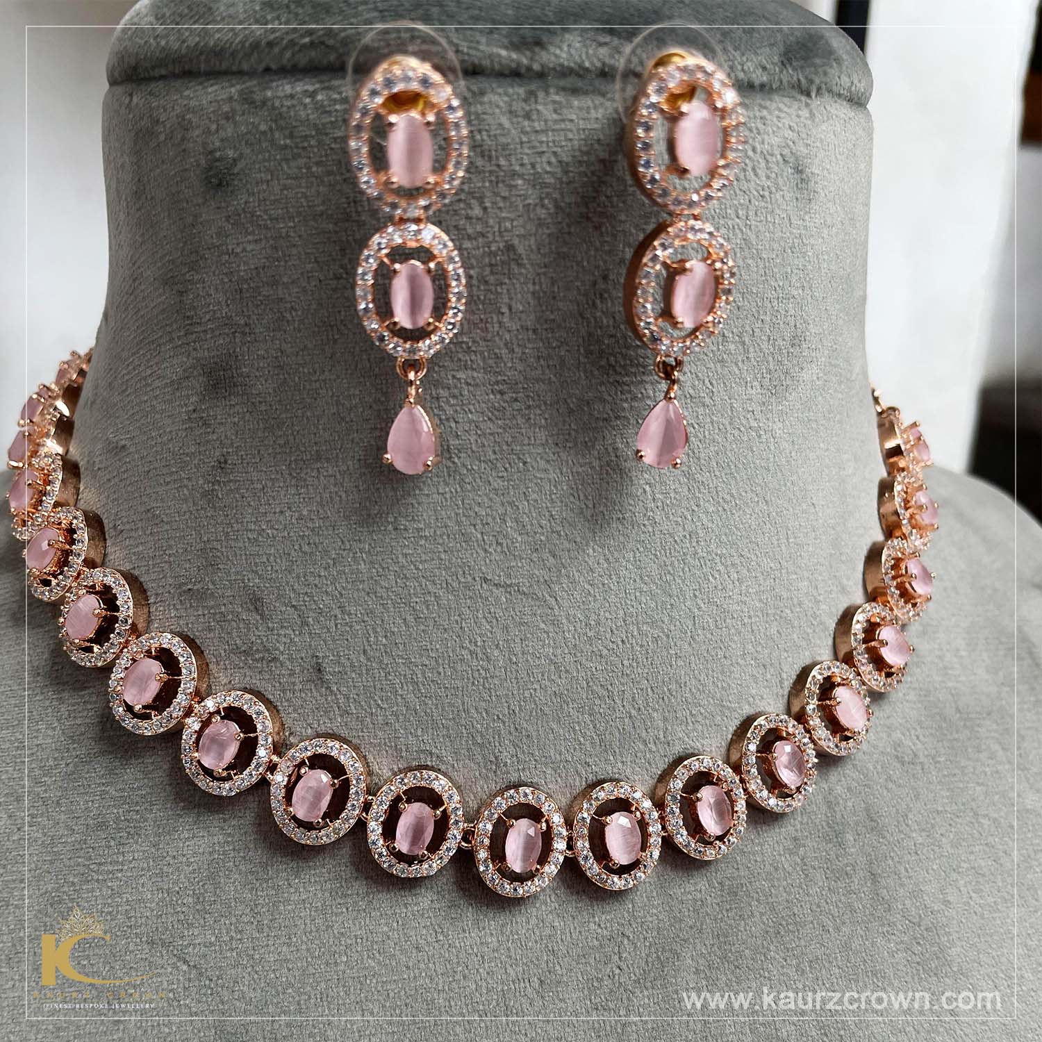 Pink Bridal Jewelry Set, Light Pink Bridesmaid Jewelry, Rose Pink Necklace  and Earrings Set, Pink Prom Necklace Set, Pink Rhinestone Set - Etsy India