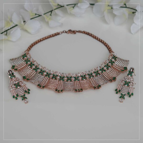 Gracy Emerald Green CZ Designer Necklace Set | Mirana