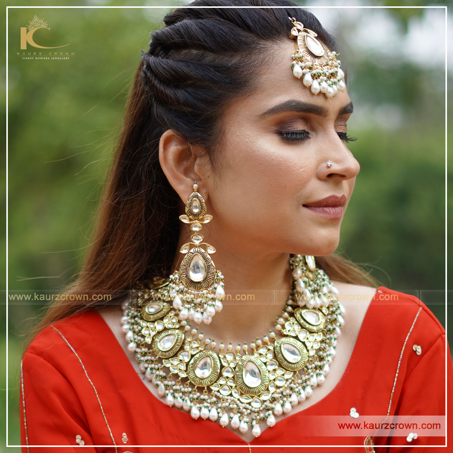 Mastani Necklace set with Tikka , kaurz crown jewellery , online shop , gold plated jewellery , mastani necklace set , online jewellery store