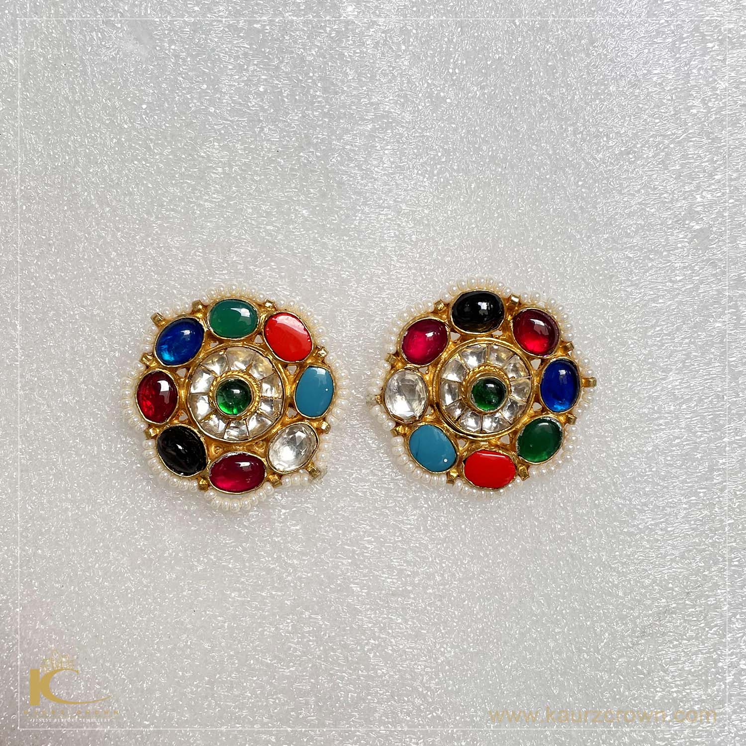 Naurangi Earrings Navratan KaurzCrown
