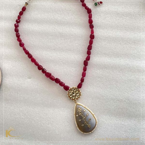 Nazrana Red Pendant with Mala
