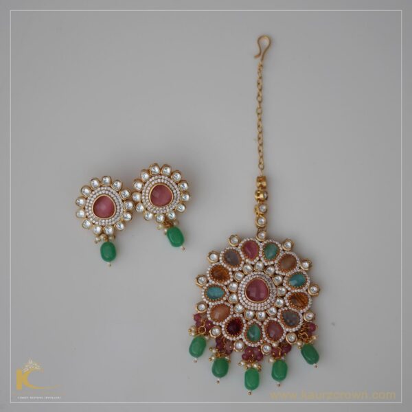 Zehan Tikka Earrings Set Mint Green Drops