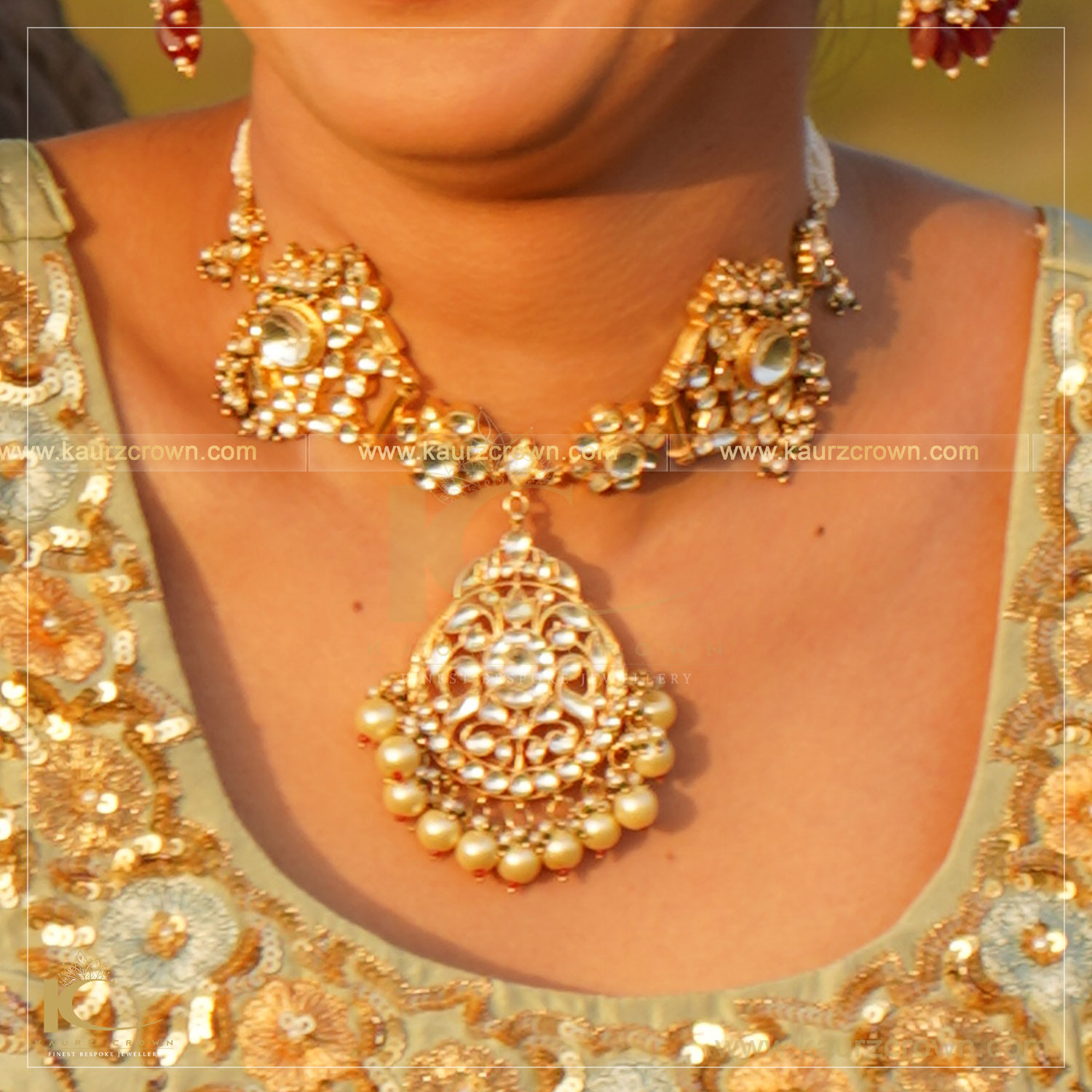 Farah Necklace Set , kaurz crown jewellery , online store , choker set , online jewellery store