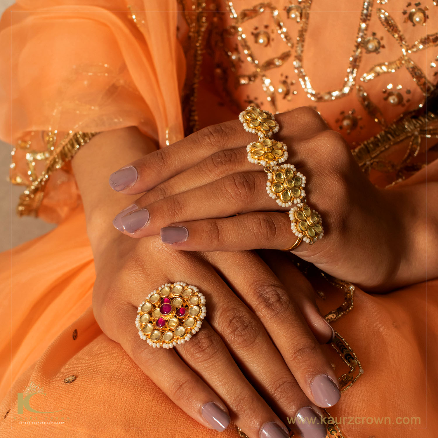 Mehak 4 Fingers Kundan Ring