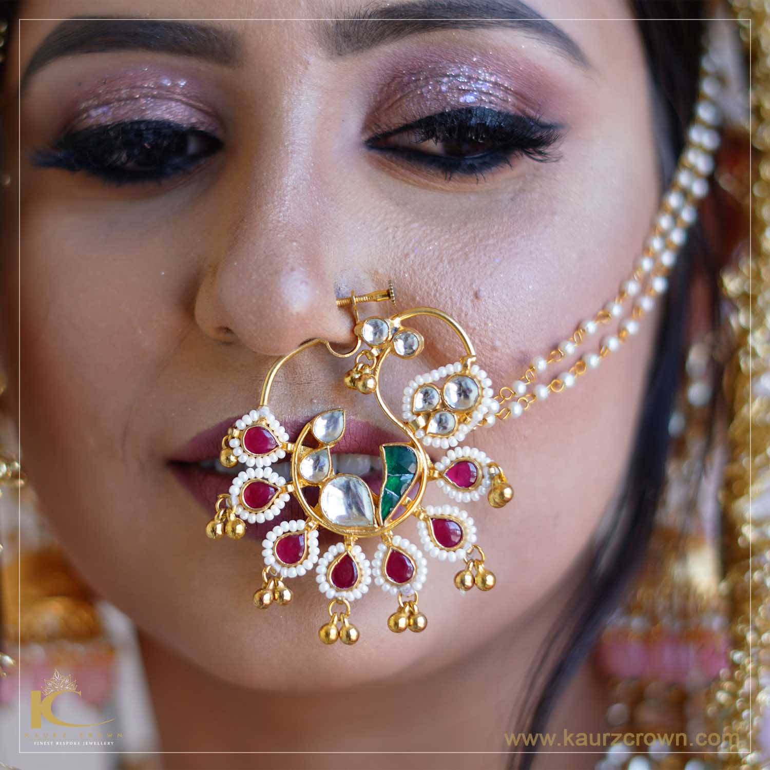 Gold Temple Indian Jewelry Nose Pin ring Nath Nathni Nathu Bullakku | –  Classical Dance Jewelry