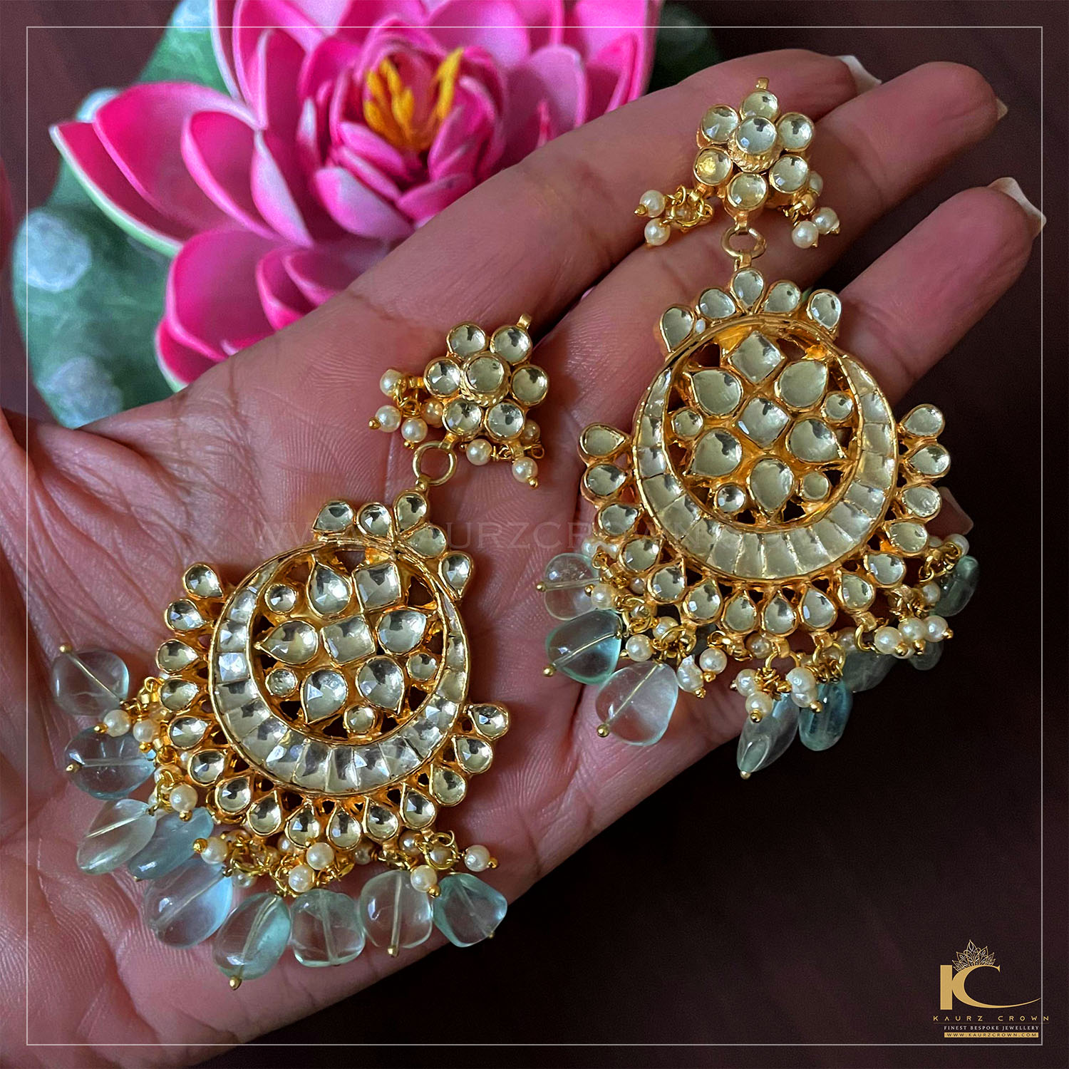 Peach Colour Punjabi Kundan Earrings with Maang Tikka | FashionCrab.com |  Kundan earrings, Peach colors, Bold statement jewelry