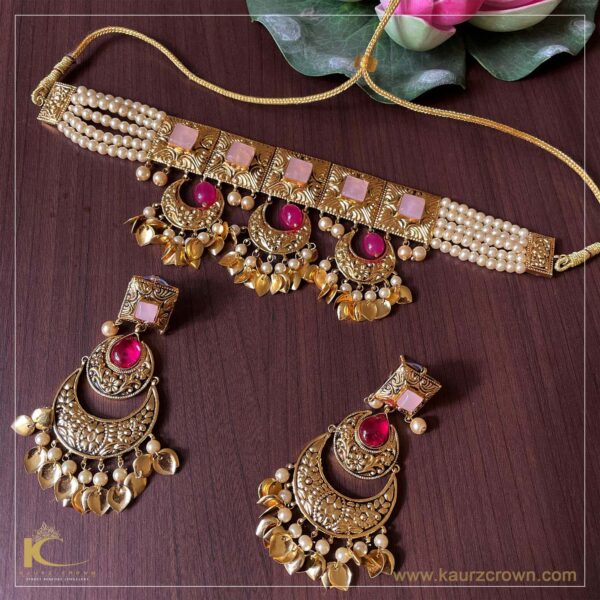 Sunakhi Traditional Antique Gold Polish Choker Set