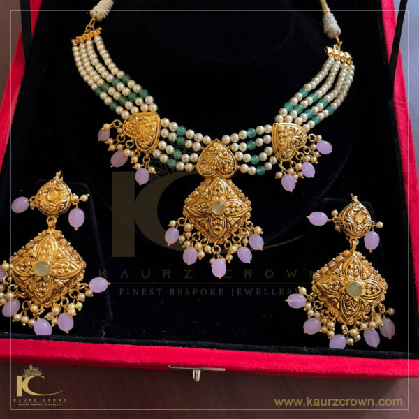 Jugni Antique Traditional Gold Polished Necklace Set