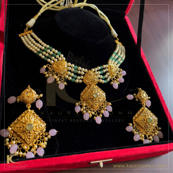 Jugni Antique Traditional Gold Polished Necklace Set