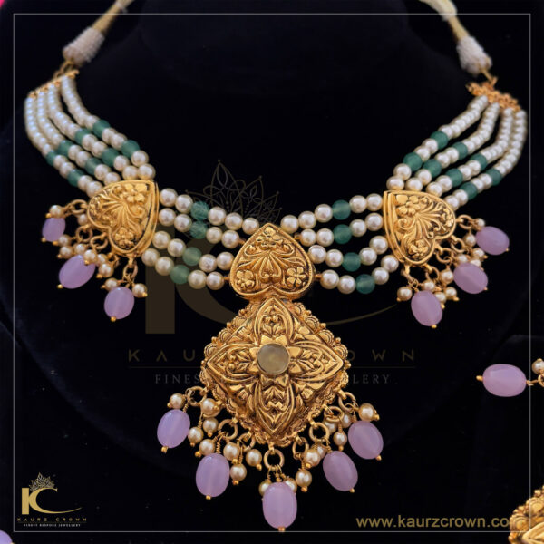 Jugni Antique Traditional Gold Polished Necklace Set
