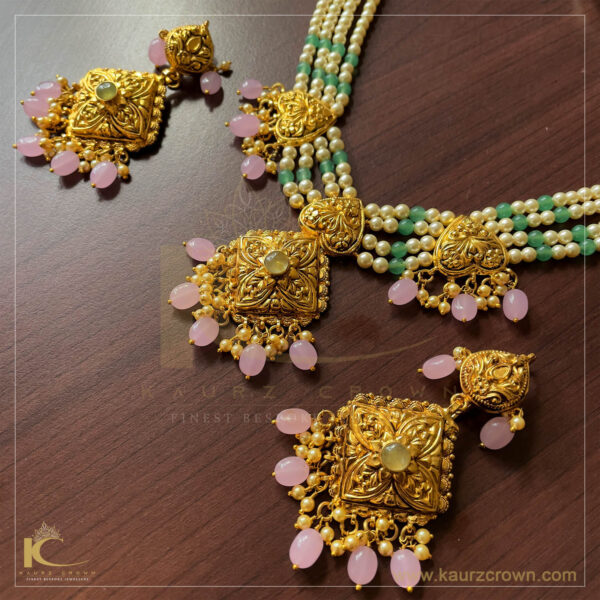 Jugni Antique Traditional Gold Polished Necklace Set