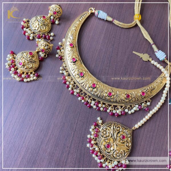 Naaz Traditional Antique Polished Necklace Set, kaurz crown jewellery , online jewellery store , traditional jewellery , Naaz Necklace Set