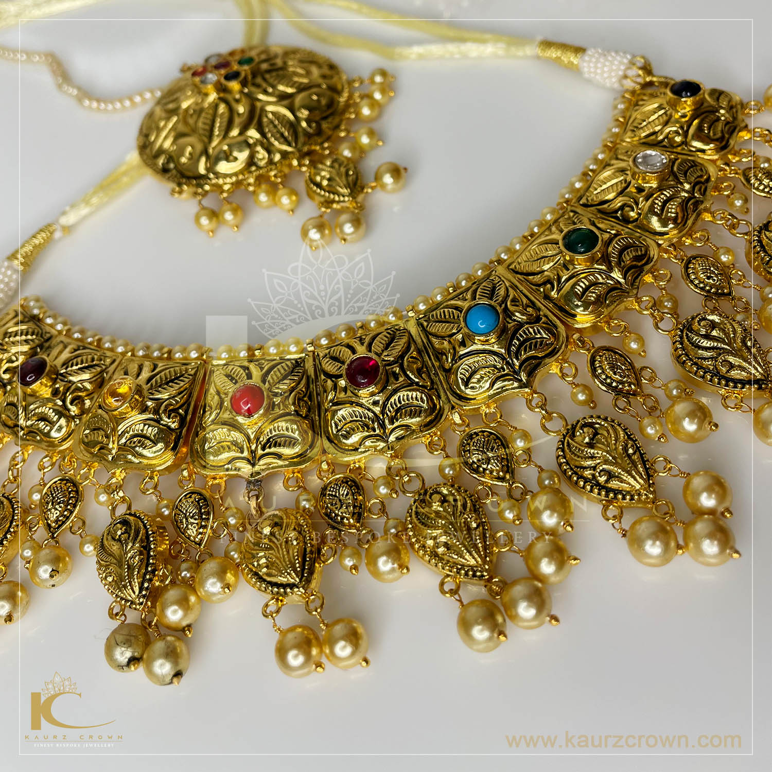 Naurangi Traditional Antique Gold Plated Necklace Set