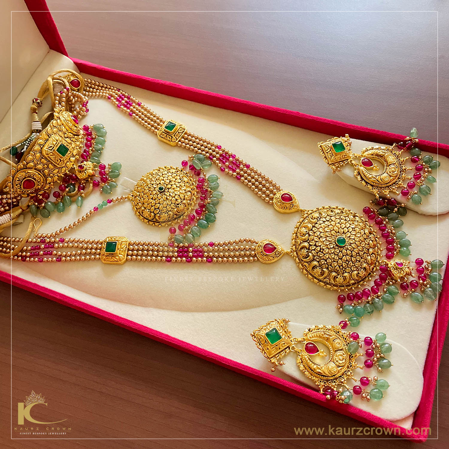 Surmai Traditional Antique Gold Plated Bridal Set (Combo)