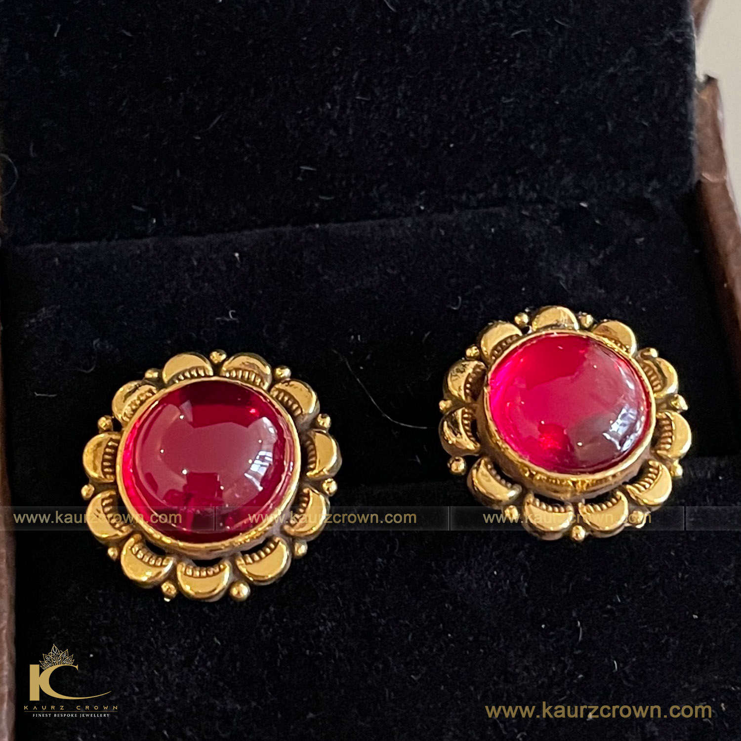 Gul Traditional Antique Gold Plated Stud Earrings , Earrings , Gul , Gold Plated , Traditional antique , punjabi jewellery
