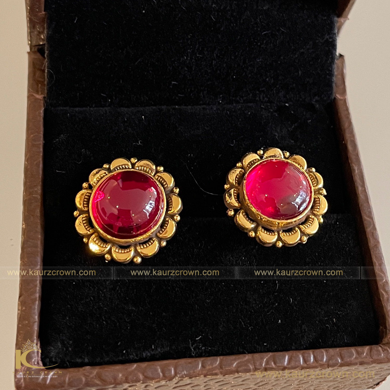 Gul Traditional Antique Gold Plated Stud Earrings , Earrings , Gul , Gold Plated , Traditional antique , punjabi jewellery