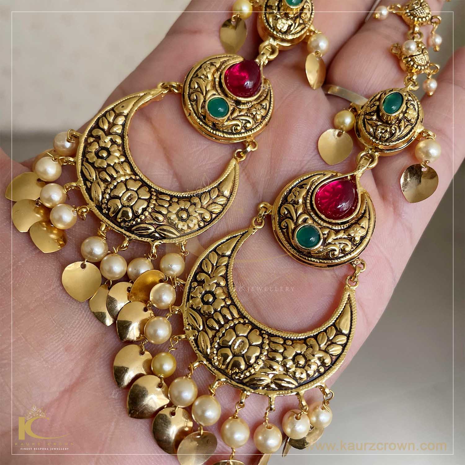Husan Traditional Antique Gold Plated Earrings
