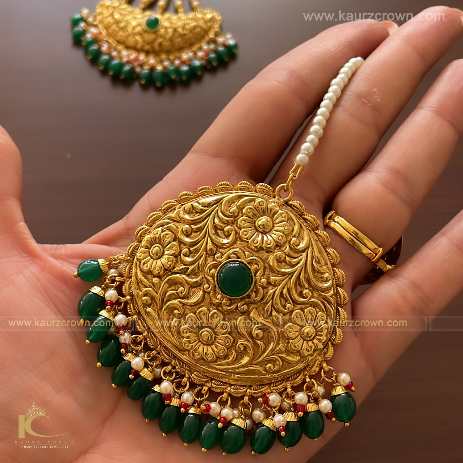 Joban Traditional Antique Gold Plated Tikka , Tikka , Gold Plated Tikka , Traditional Antique Gold Plated Tikka