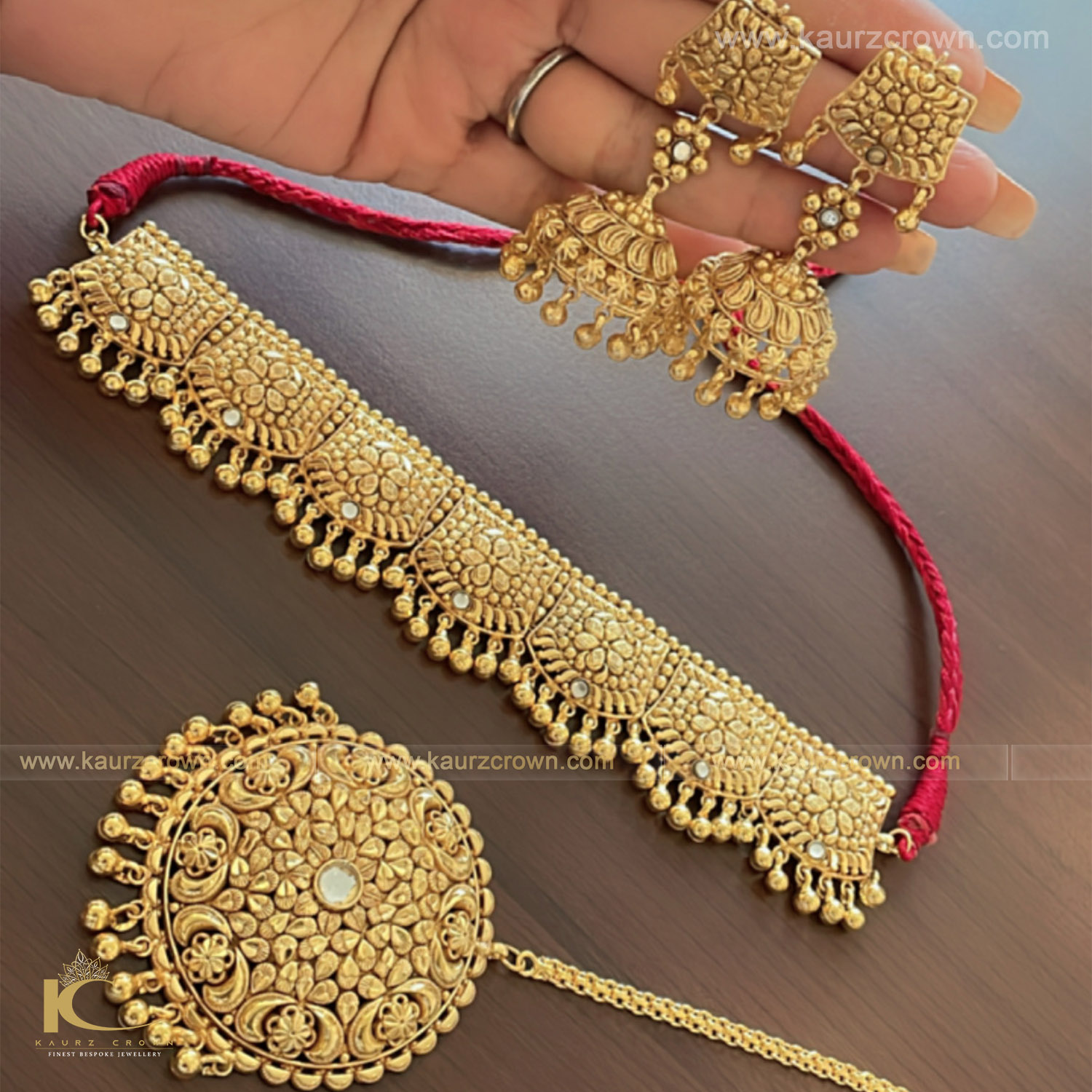 Shehrin Traditional Antique Gold Plated Choker Set ,Choker Set , Gold Plated , Shehrin , Traditional set , punjabi jewellery