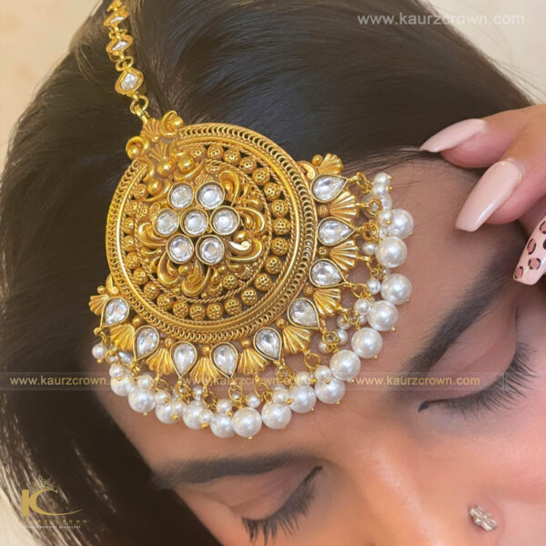 Shehrish Traditional Antique Gold Plated Tikka , Tikka , Gold Plated , Shehrish , Gold Jewellery , Punjabi Tikka