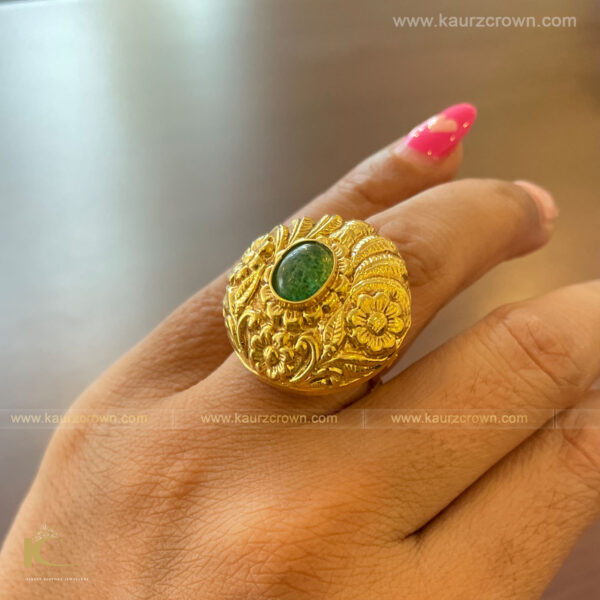 Antique Gold Matte Finish Adjustable Finger Ring For Women