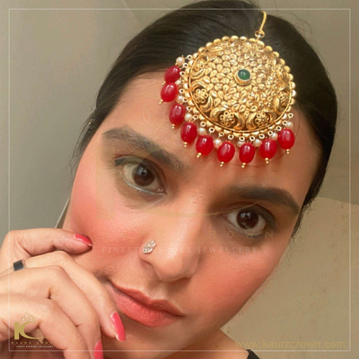 Channo Traditional Antique Gold Plated Tikka , tikka , gold plated , gold jewellery , punjabi jewellery