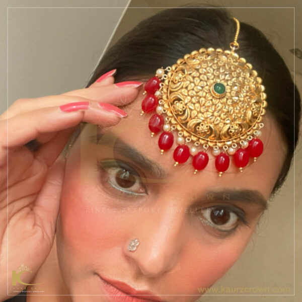 Channo Traditional Antique Gold Plated Tikka , tikka , gold plated , gold jewellery , punjabi jewellery