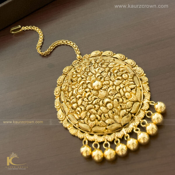 Dilkash Traditional Antique Gold Plated Tikka , tikka , Dilkash ,gold plated , jewellery , gold jewellery , kaurz crown