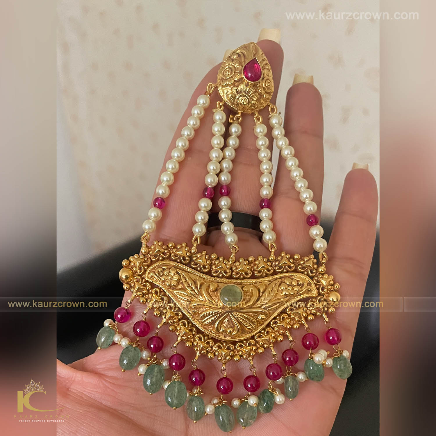 Haseena Traditional Antique Gold Plated Passa (Jhumar) , kaurz crown , jewellery , gold jewellery , passa , jhumar
