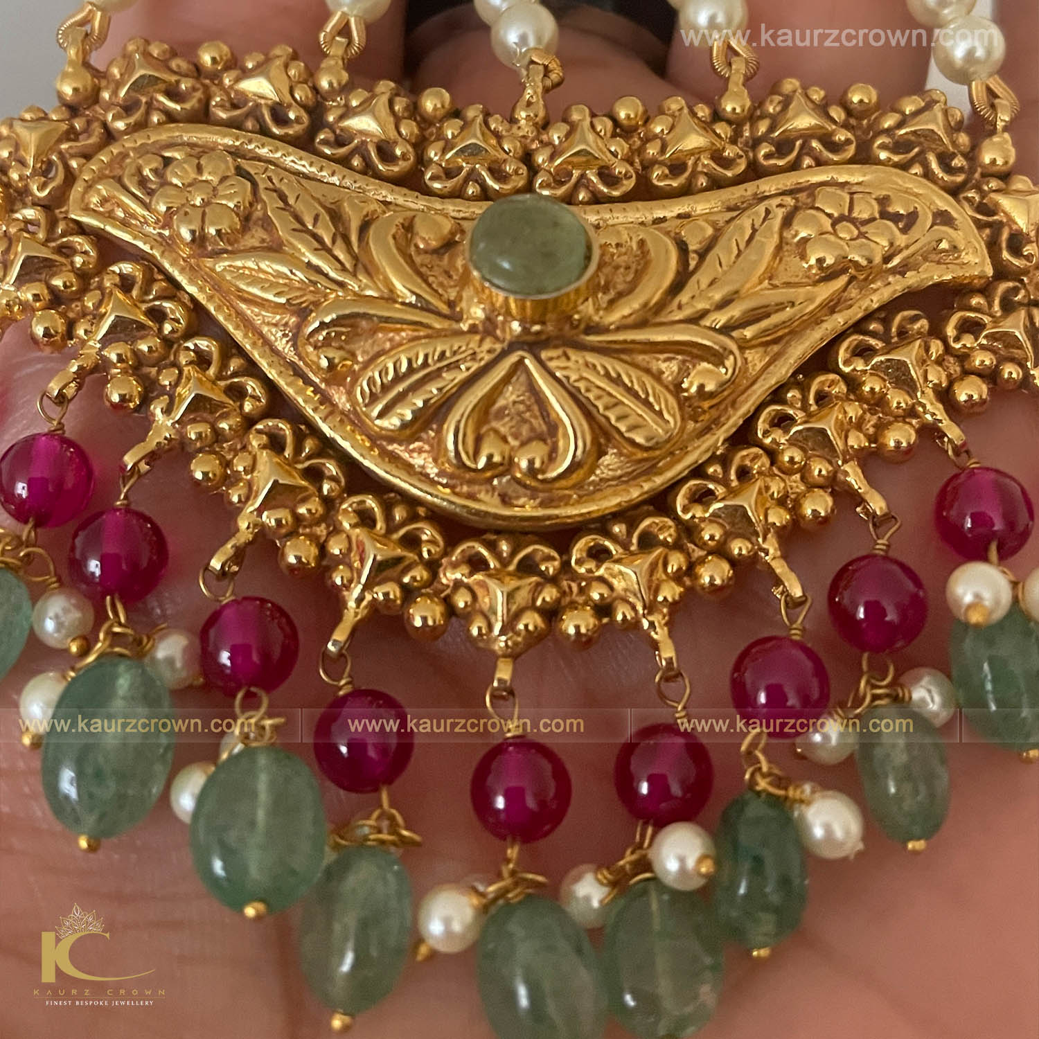 Haseena Traditional Antique Gold Plated Passa (Jhumar) , kaurz crown , jewellery , gold jewellery , passa , jhumar