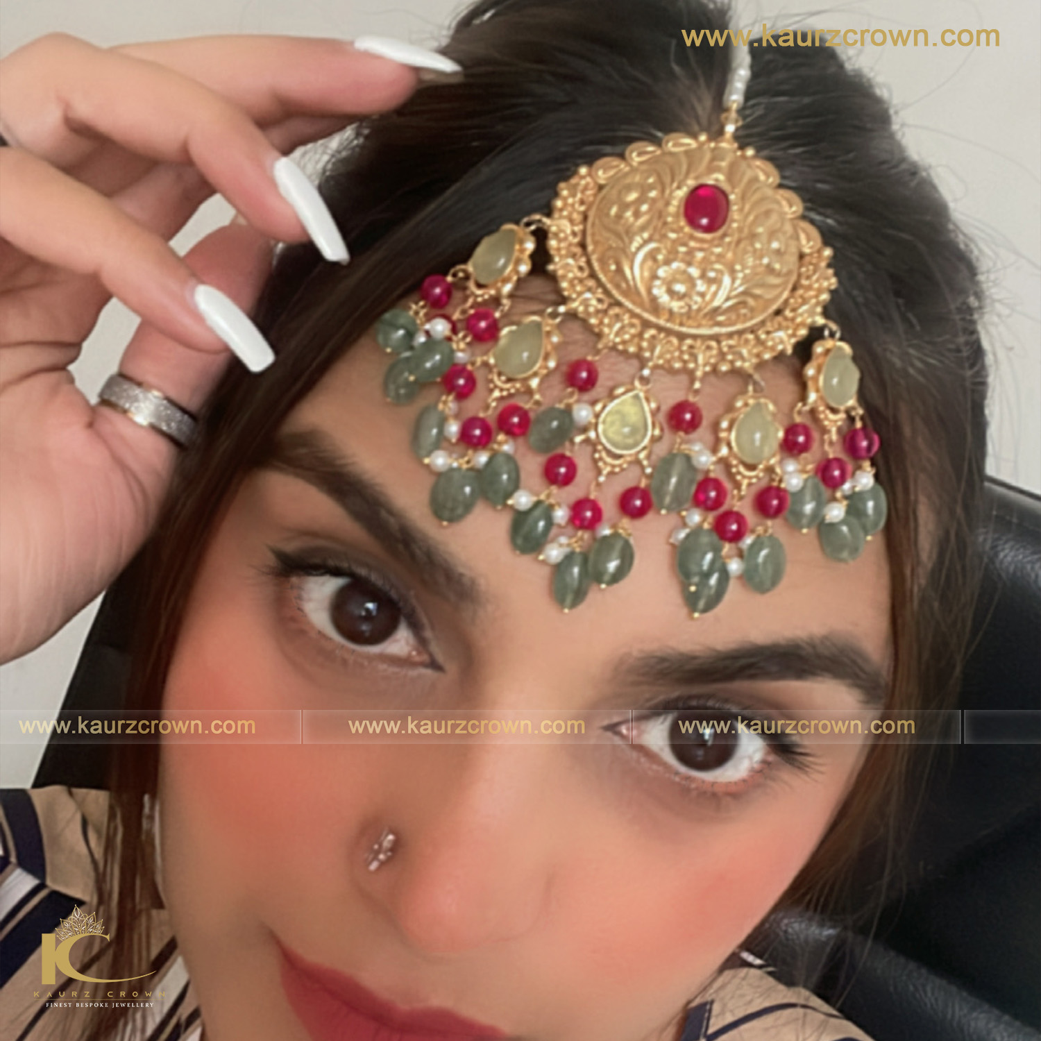 Haseena Traditional Antique Gold Plated Tikka , Tikka , gold plated , jewellery , punjabi jewellery