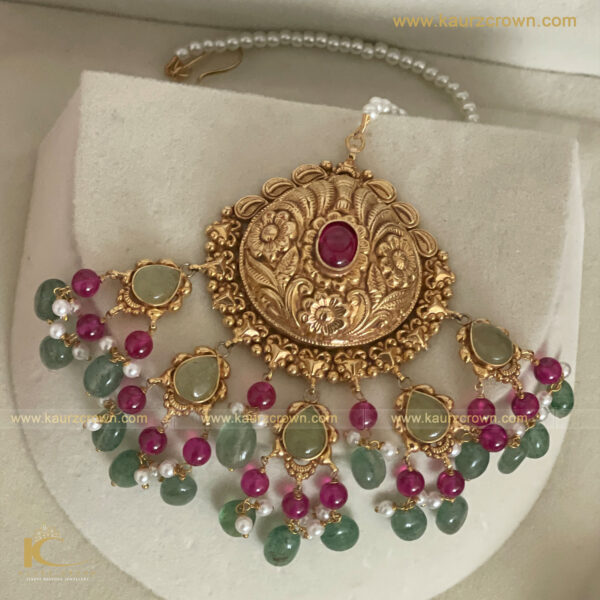 Haseena Traditional Antique Gold Plated Tikka , Tikka , gold plated , jewellery , punjabi jewellery