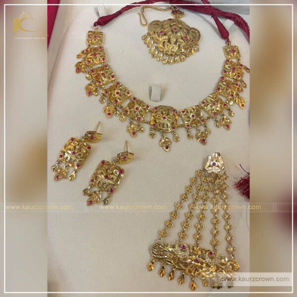 Jeeto Riwayati Gold Plated Earrings , kaurz crown , punjabi jewellery Nacklace Set