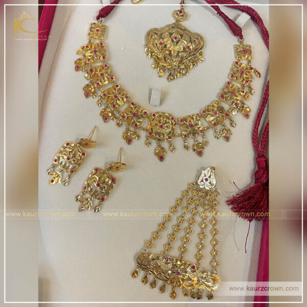 Jeeto Riwayati Gold Plated Earrings , kaurz crown , punjabi jewellery Nacklace Set