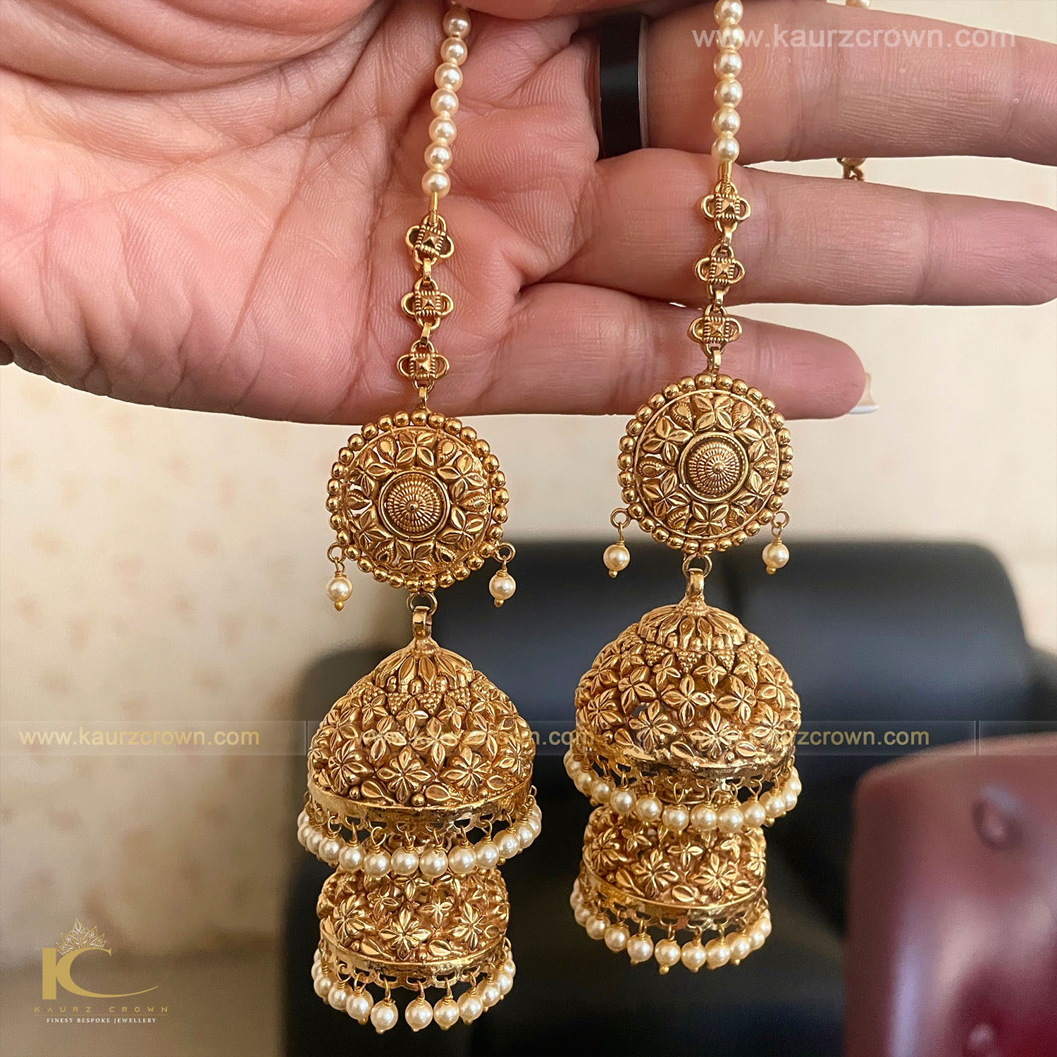 Mahnaz Traditional Antique Gold Plated Jhumki Earrings , Earrings , Gold Jewellery , punjabi jewellery , Gold Jhumki ,