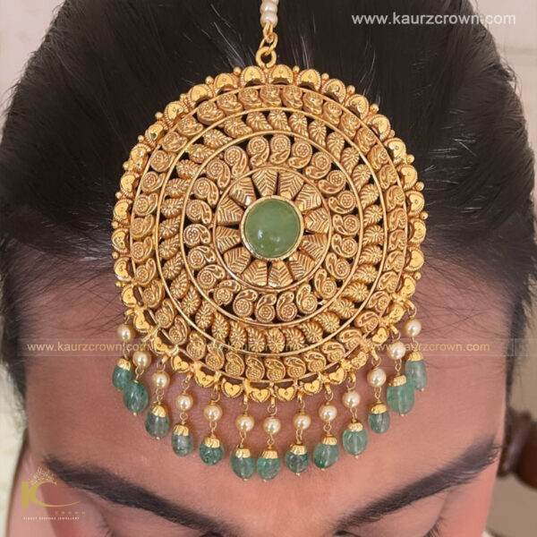 Nargis Traditional Antique Gold Plated Tikka , Tikka , Nargis , Punjabi Jewellery , Gold Plated , jewellery