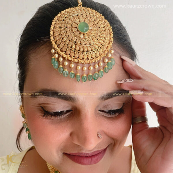 Nargis Traditional Antique Gold Plated Tikka , Tikka , Nargis , Punjabi Jewellery , Gold Plated , jewellery