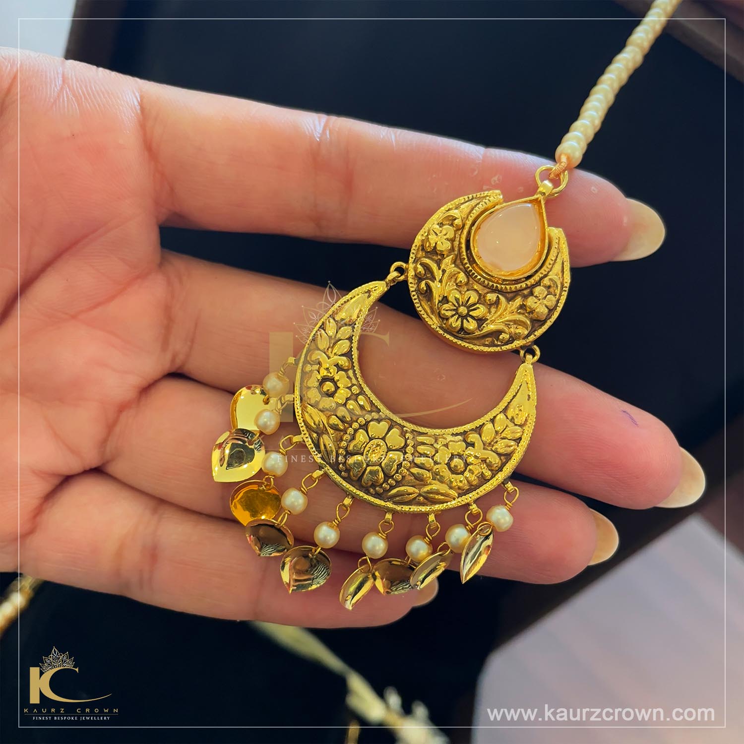 Nazreen Traditional Antique Gold Plated Tikka , hazreen , gold plated , tikka , kaurz crown , jewellery
