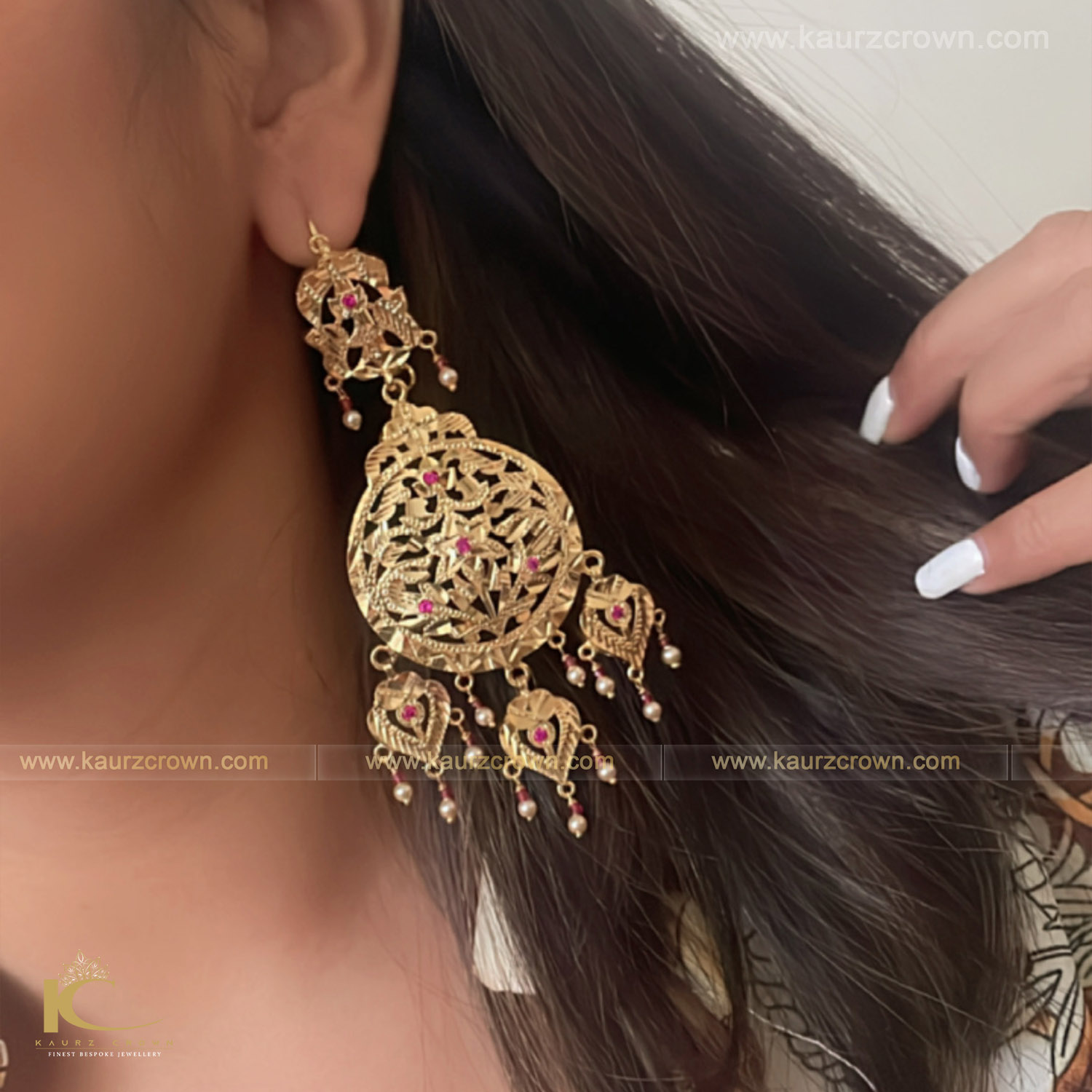 Big Gold Plated Stud Pierced Push Back Earrings for women Ethnic Fashion  Jewelry | eBay