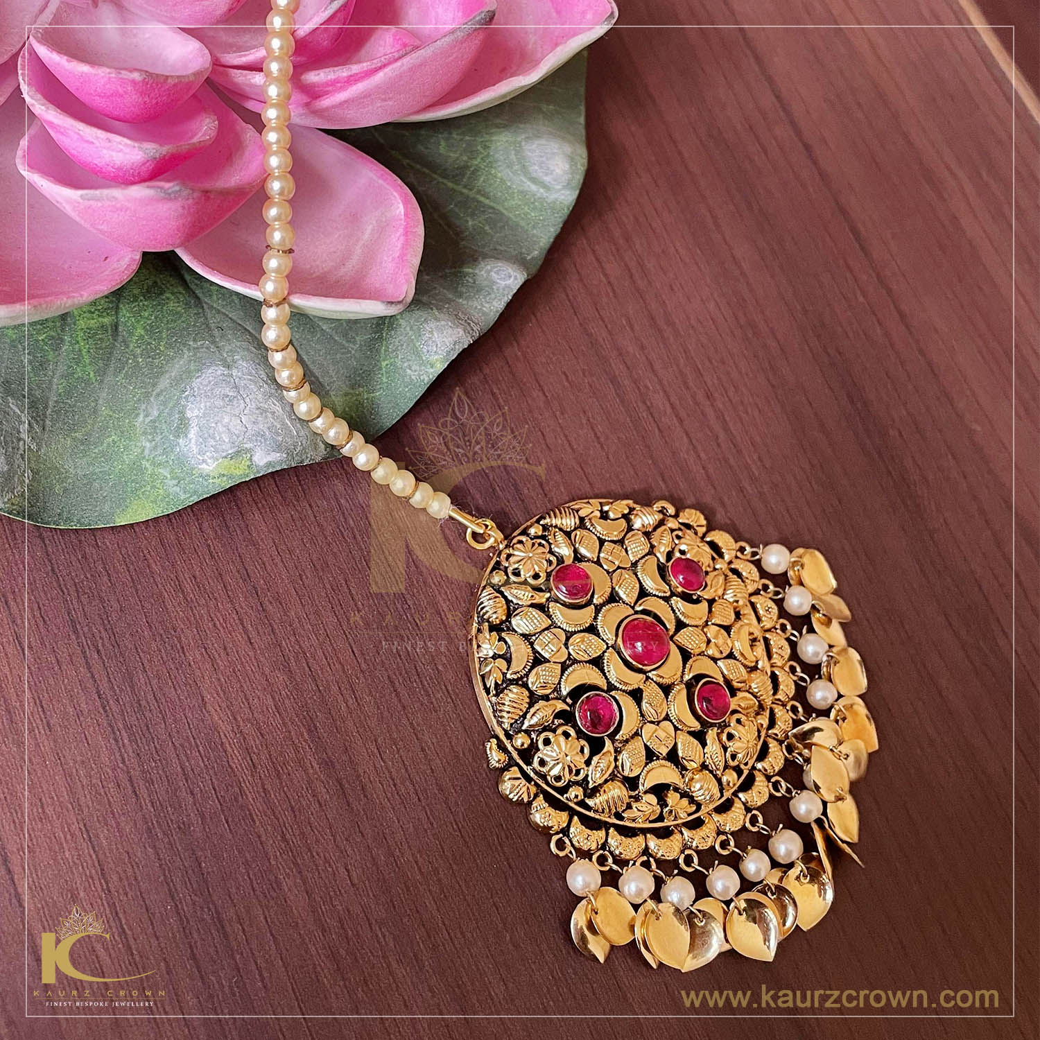 Sunakhi Traditional Antique Gold Plated Tikka (Small) , Tikka , Gold Plated , Punjabi jewellery , Sunakhi , gold jewellery