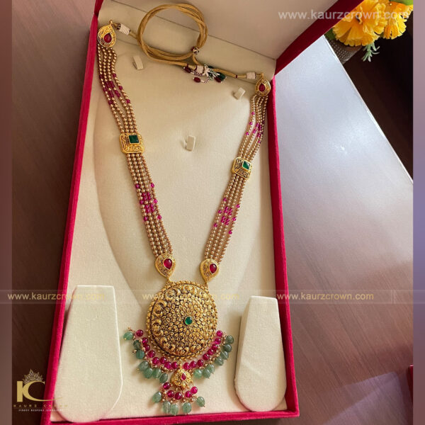 Surmai Traditional Antique Gold Plated Rani Haar , rani haar , Surmai , gold plated , kaurz crown , punjabi jewellery , jewellery