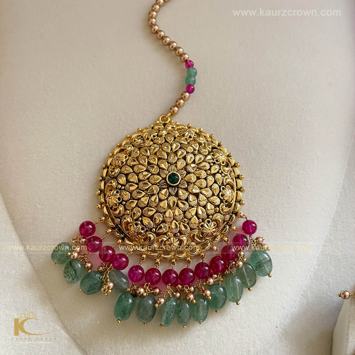 Surmai Traditional Antique Gold Plated Tikka , tikka , gold jewellery , tikka ,gold tikka , surmai , punjabi jewellery