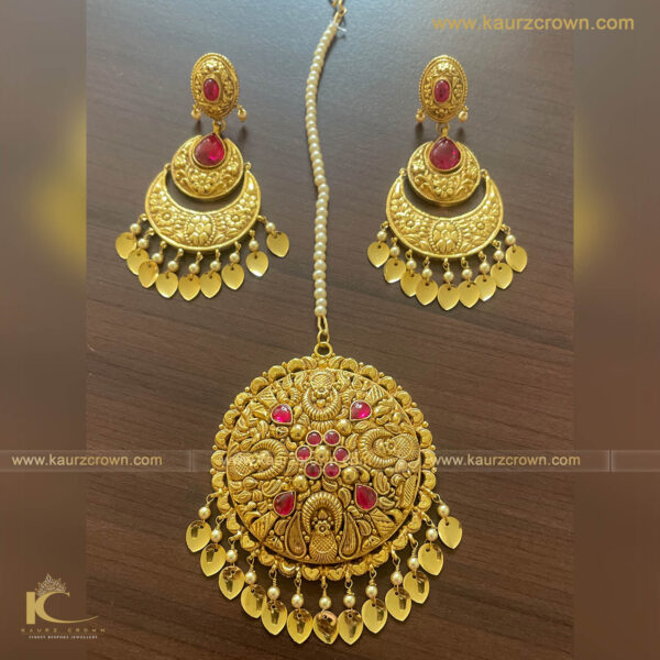 Nazakat Traditional Gold Plated Earrings Tikka Set (Powder blue) –  KaurzCrown.com