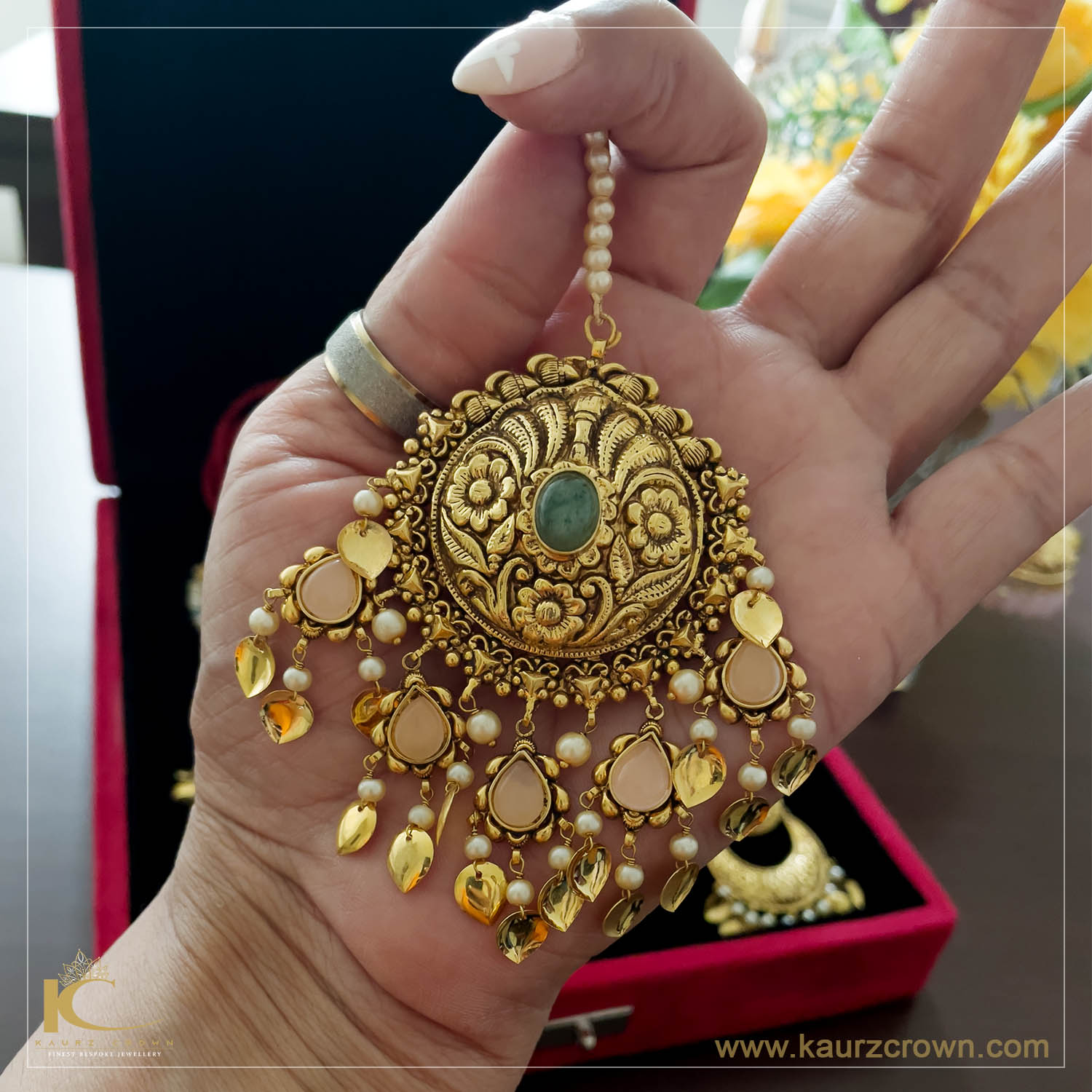 Zoya Traditional Antique Gold Plated Tikka , zoya , gold plated , tikka , kaurz crown , punjabi jewellery